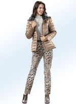 Broek met trendy dierenhuiddessin BEIGE-ZWART