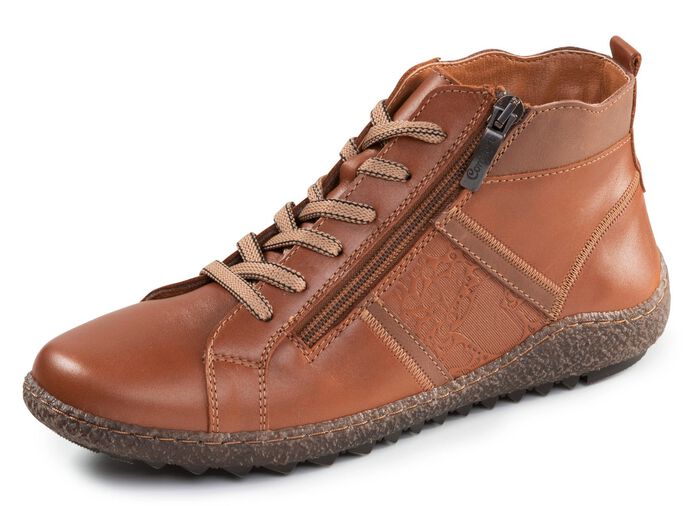 ELENA EDEN, comfortabele dameslaarzen, breedte G, met uitneembaar voetbed COGNAC