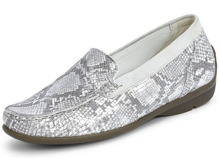 Waldläufer mocassinpantoffels met een modern reptielreliëf MATZILVER
