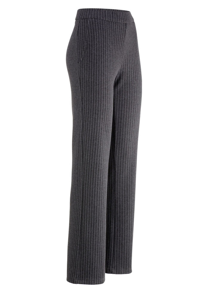 Broek met krijtstreep in een modieuze wijdte ANTRACIET-LICHTGRIJS