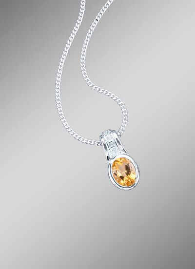 Hanger met echte citrien en synthetische zirkonia 