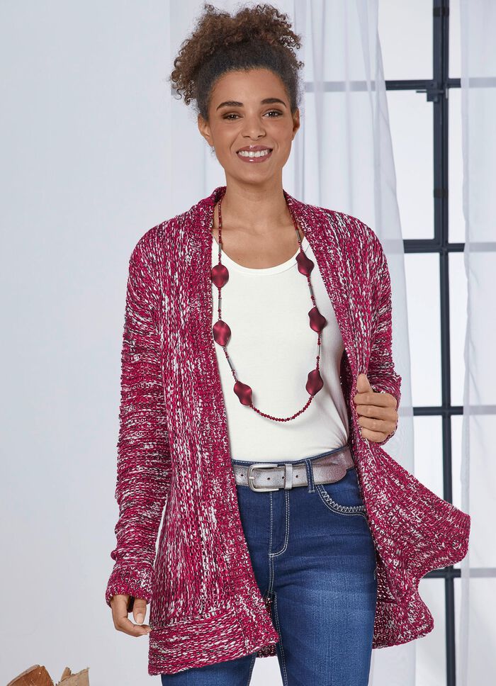 Lang vest met structuur- en ajourmotief 