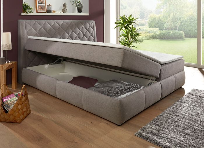 Boxspringbed met bedbox en topper 