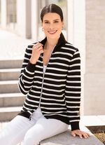 Cardigan in een gestreept dessin met opengewerkte accenten 