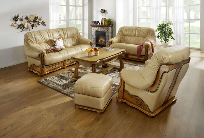 Italiaans gestoffeerd meubilair met echt lederen bekleding CR&Egrave;ME