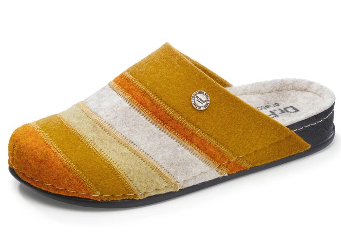 Pantoffel van wolvilt. GEEL