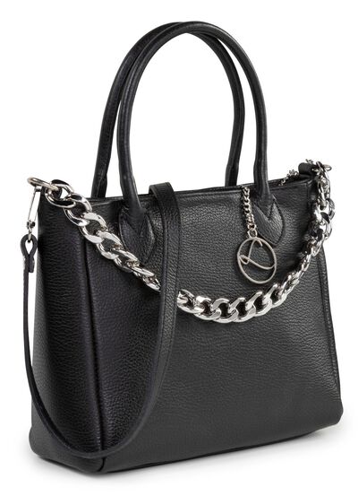 Laurina tas van generfd nappaleder met decoratieve ketting 