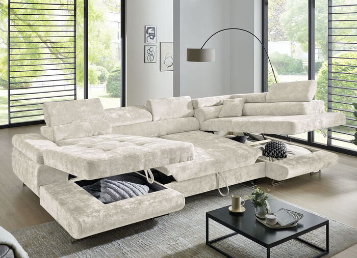 Woongedeelte met bedfunctie en bedstee CRÈME