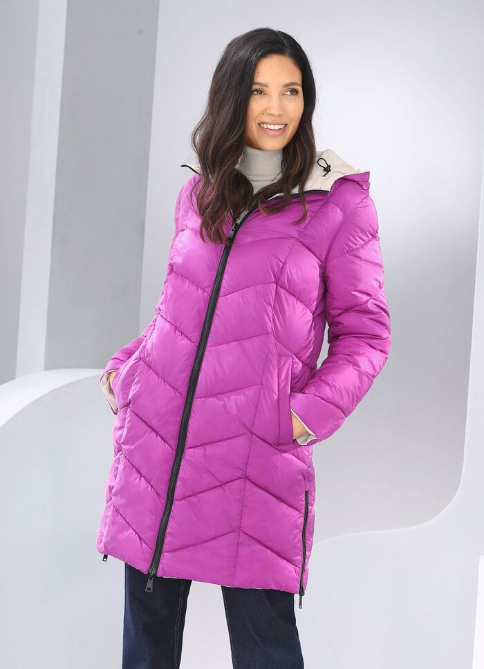 Omkeerbare korte jas met vaste capuchon 