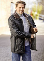 Lederen jas met opstaande/liggende kraag 