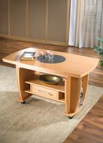 Salontafel op wielen met steenlook inleg 