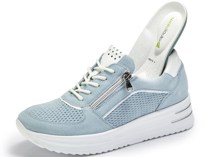 Waldläufer sneakers met patentinzetstukken LICHTBLAUW