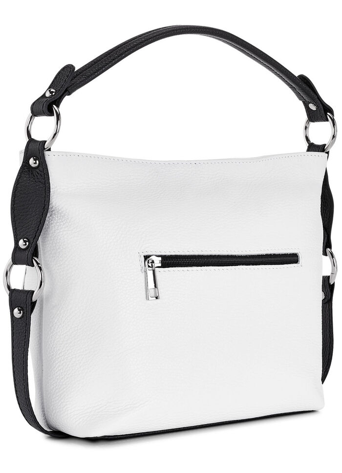 Laurina tas van generfd kalfsleer ZWART-WIT