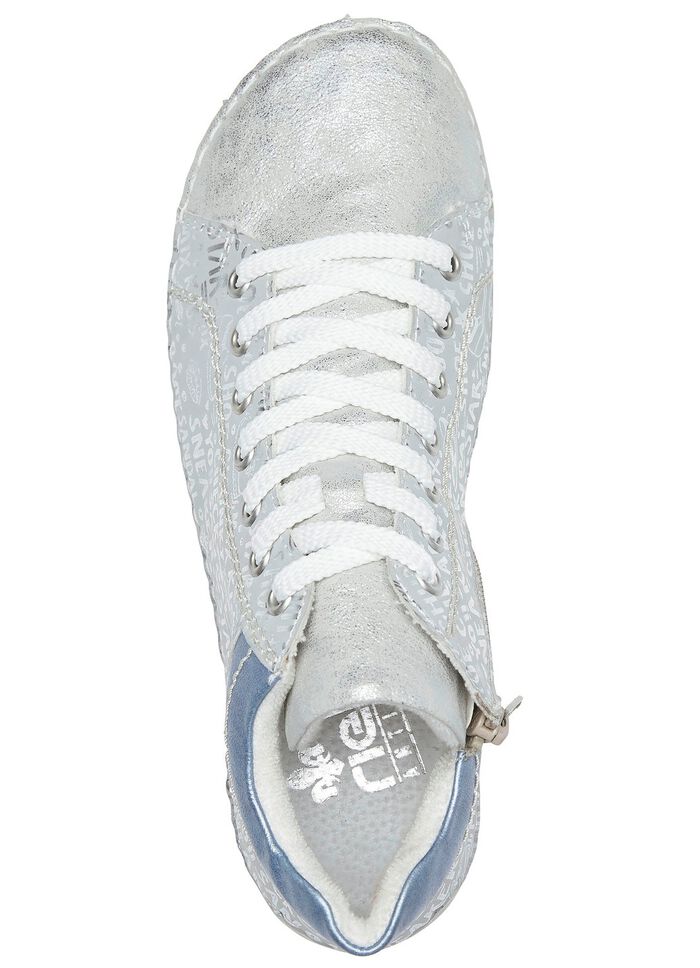 Rieker veterlaarsje van origineel bedrukt synthetisch materiaal 