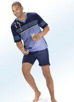 Shortama met V-hals en streepjesprint aan de voorkant en de mouwen 