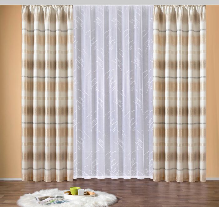 Gordijn met loodveterafsluiting en automatische plooiband 