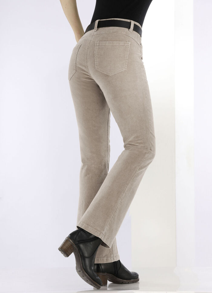 Corduroy broek in trendy bootcut model BEIGE