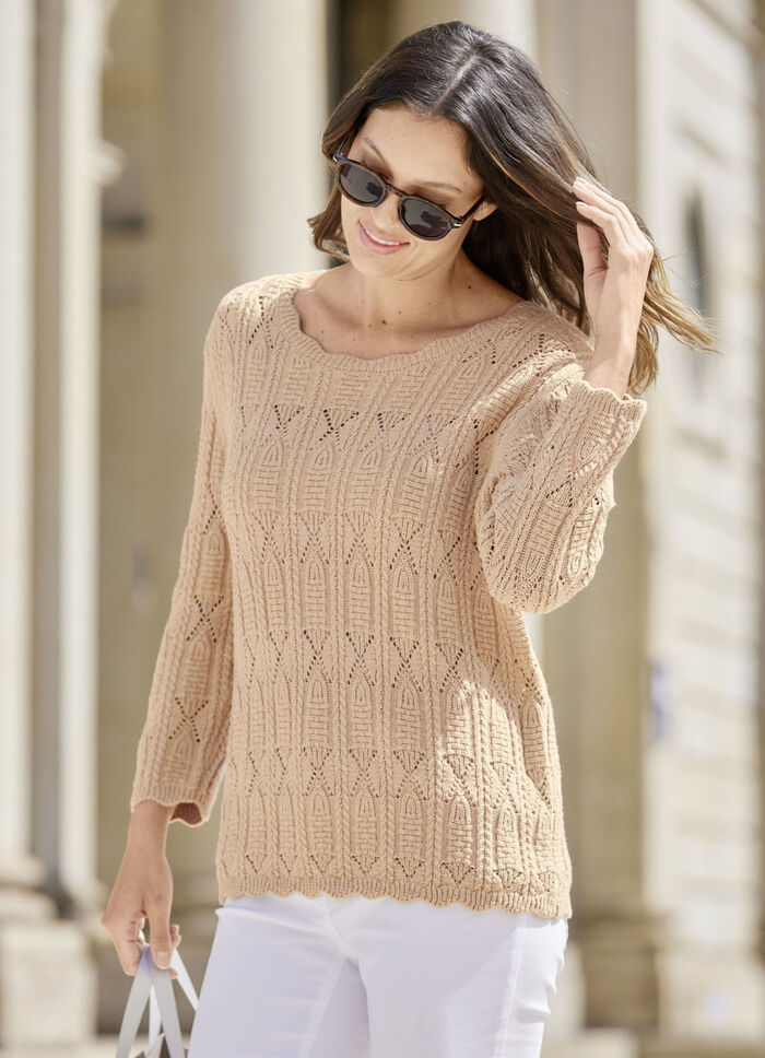 Trui met een mix van patronen en golvende randen 