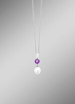 Hanger met zoetwaterparel en amethist 