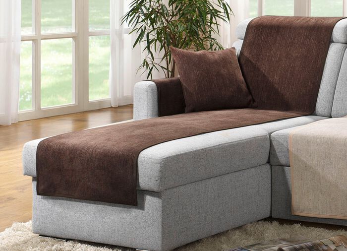 Antislip fauteuil-, bank- en armleuningbeschermers met vlekbescherming BRUIN