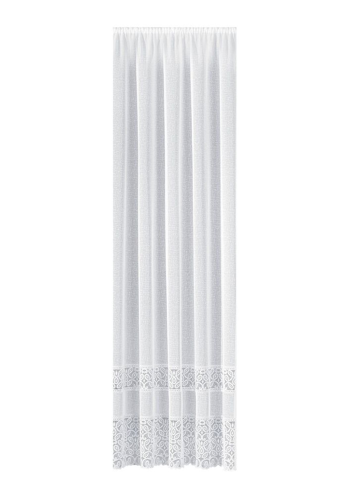 Lange venstervitrage met universele railband 