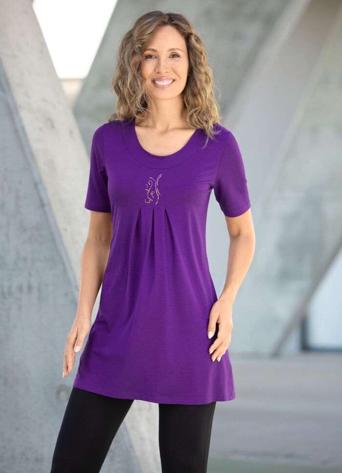 Smaakvol lang shirt in 2 kleuren LILA