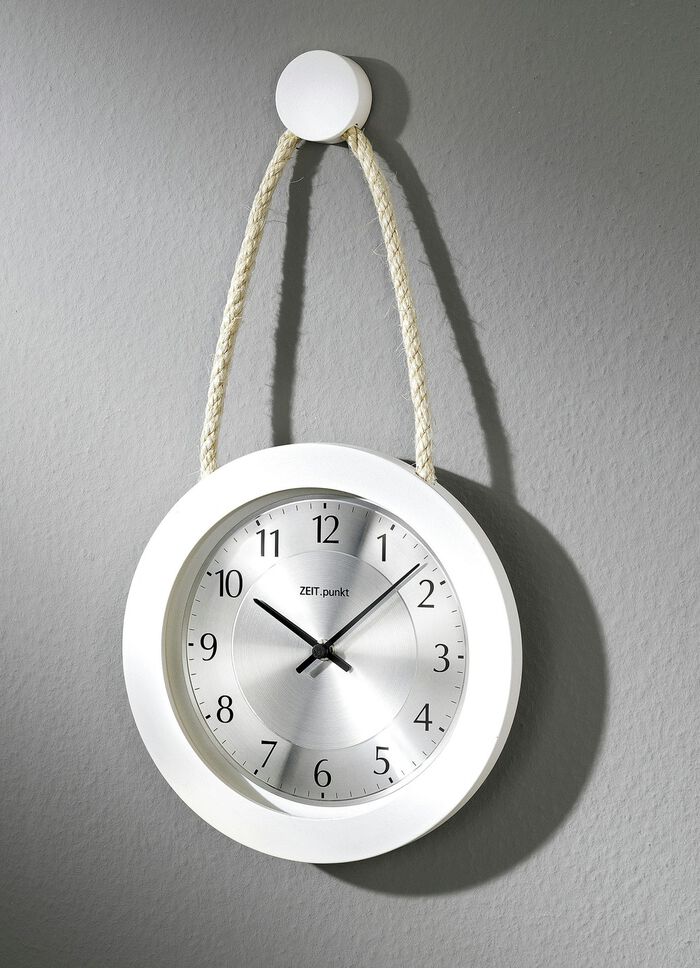 Wandklok van massief hout gemaakt in Duitsland in verschillende kleuren WIT