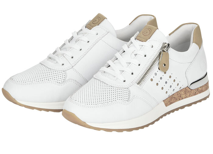 Remonte sneakers met decoratieve perforaties eronder WIT-ZAND