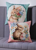 kussensloop met konijnenmotief 