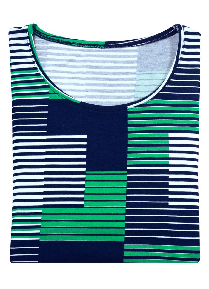 Shirt met ronde hals in 3 kleuren MARINEGROEN-WIT