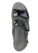 ELENA EDEN sandaal gemaakt van nappaleer en lakleer met krokodillenreli&euml;f 