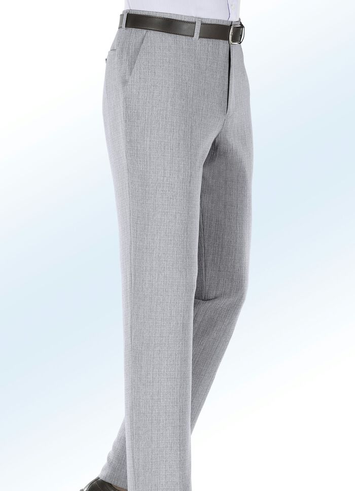 Broek in linnen-look in 2 kleuren LICHTGRIJS GEM&Ecirc;LEERD