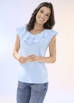 Shirt met volantrand in 3 kleuren BLAUW