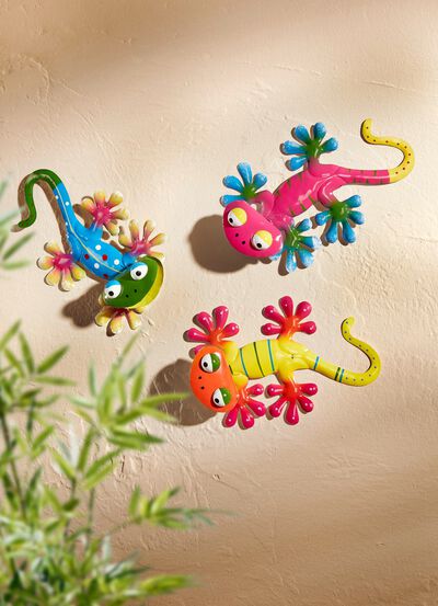 Wanddecoratie "Gekko", set van 3 