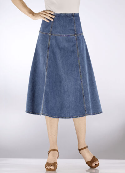 Denimrok met contrasterende deelnaden 