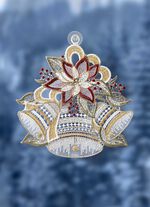 Raamdecoratie 'klokken' van echt kantwerk uit Plauen 