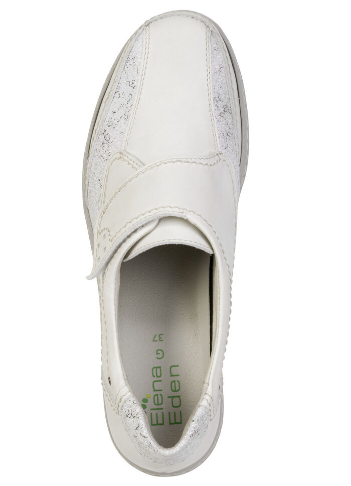 ELENA EDEN, comfortabele damespantoffels, breedte G, met uitneembaar voetbed ECRU-SILBER