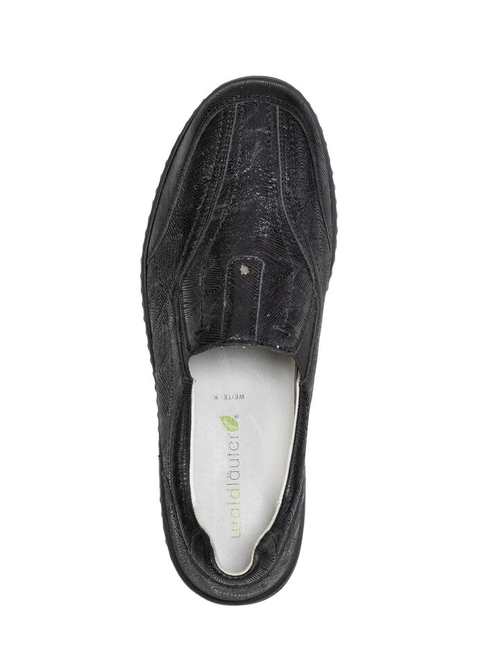 Waldläufer, comfortabele damespantoffels, breedte K, met uitneembaar voetbed ZWART