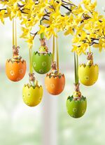 Houten paaseihangers in een set van 6 