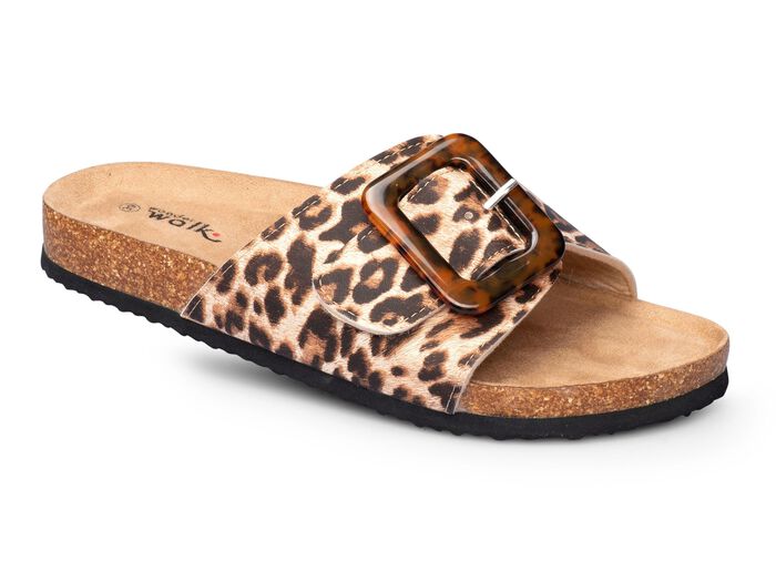 Klett-Pantolette in Leder-Optik 