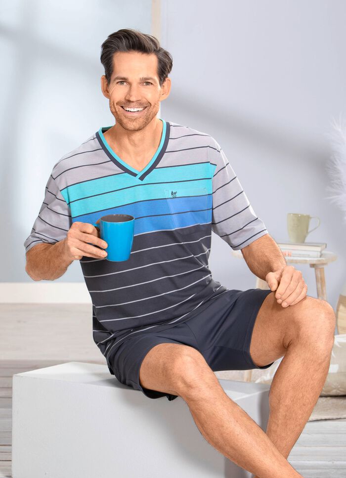 Hajo Klima comfort shorty met V-hals en garengeverfde strepen 