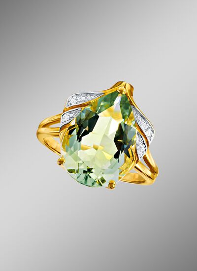 Damesring met groene amethist 