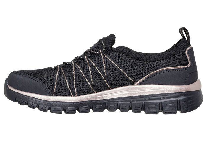 SKECHERS, trendy damespantoffels, gemaakt van gebreid meshmateriaal ZWART-ROSÉGOUD