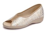 Slippers in goudbeige gemaakt van textielmateriaal GOUDBEIGE