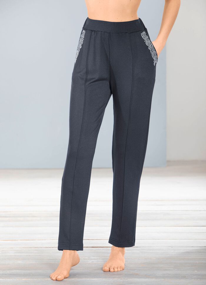 Broek met edelsteenversiering ANTHRAZIT