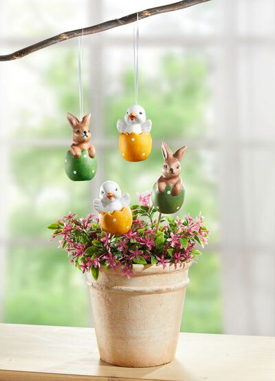 Lentedecoratie set van 2, gemaakt van terracotta 