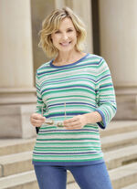 Trui met een mix van patronen in een strependessin JEANSBLAU-JADEGRÜN-MULTICOLOR