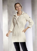 Lange functionele jas met afneembare capuchon 