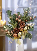 Dennentak, set van 2, met goudkleurige bolletjes en appels 