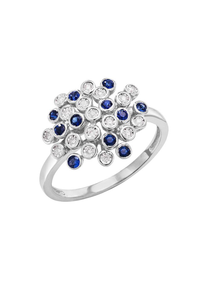 Hoogwaardige damesring met saffier en diamanten 